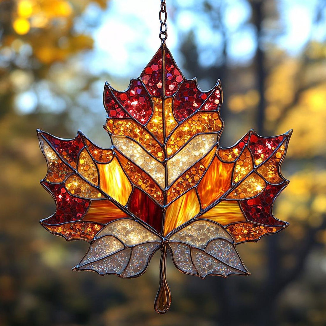 Autumn Maple Suncatcher – Elegant Decorative Art Gift