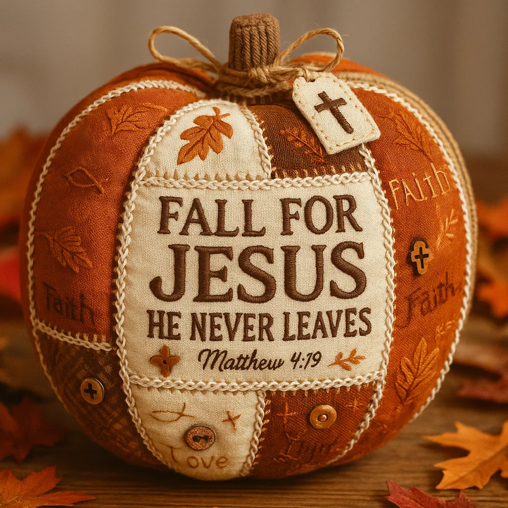 “Fall for Jesus” Patchwork Pumpkin