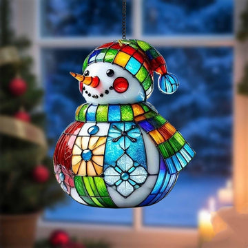 Patchwork Snowman Christmas Suncatcher