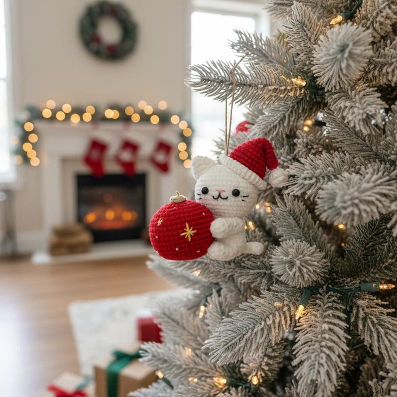 Cute Cat Xmas Ornament