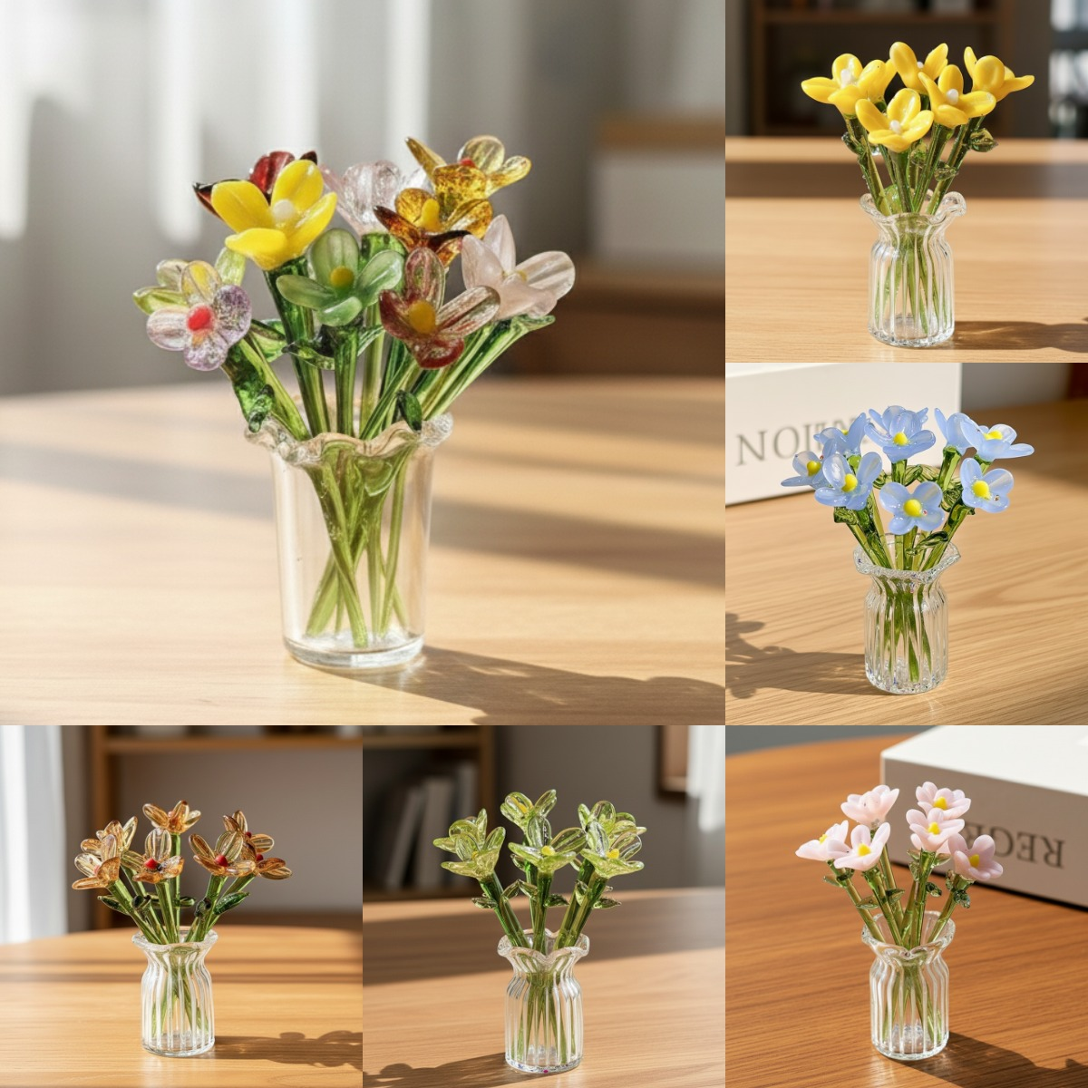 Glass Flower Bottle Set