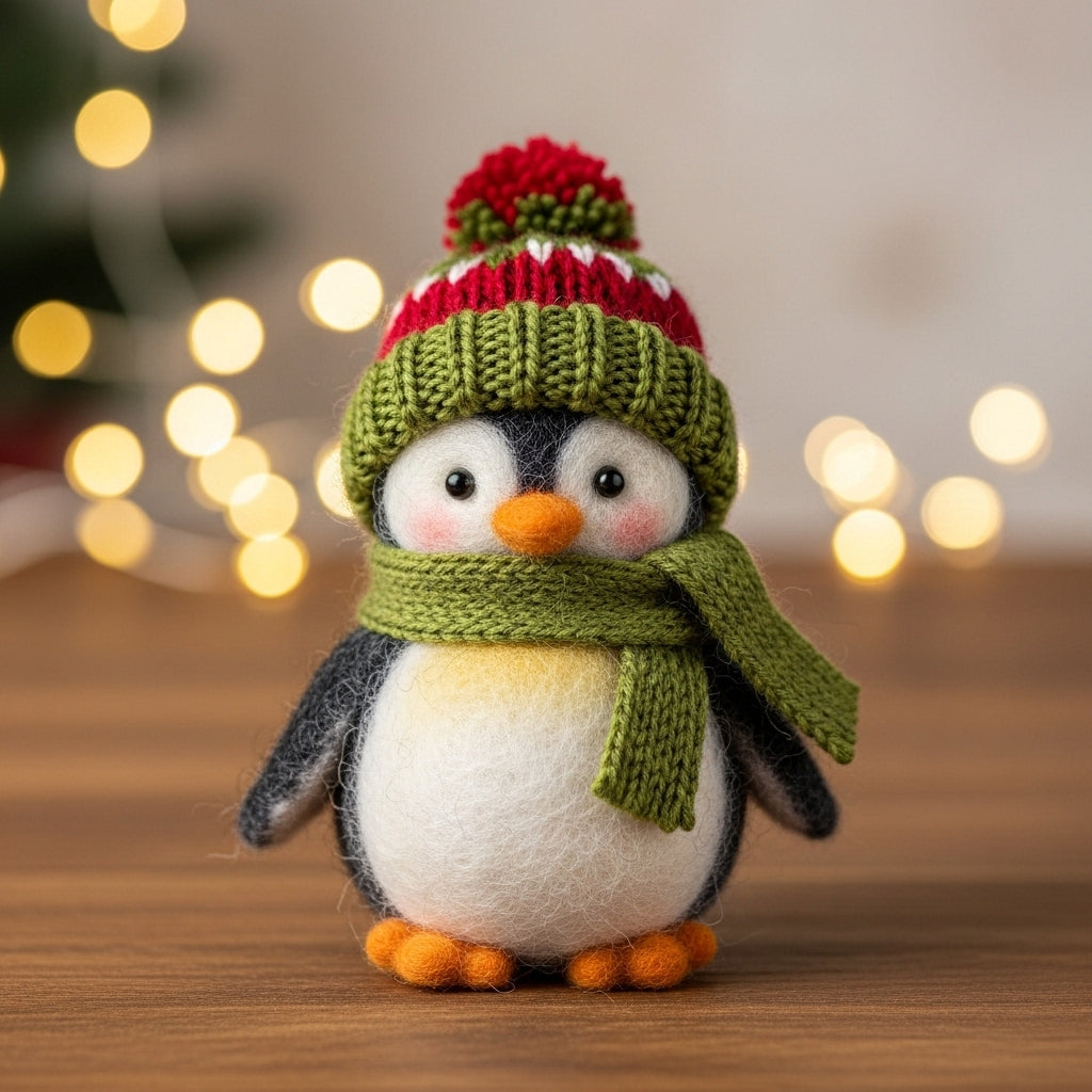 Handmade Felt Penguin Ornament