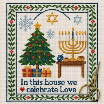 “Celebrate Love” Holiday Cross - Stitch Kit