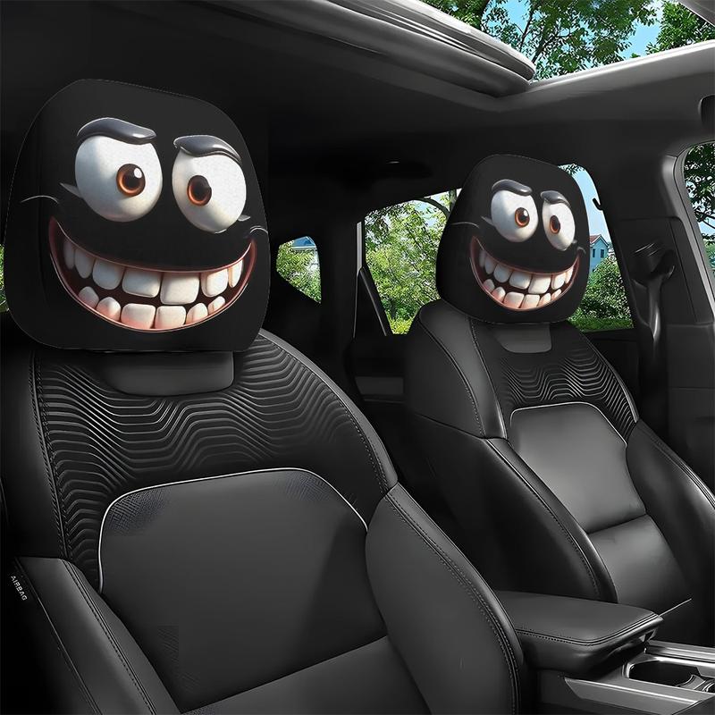 Funny Cartoon Car Headrest Covers – 2PCS Universal Fit