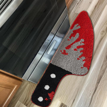Halloween Scream Knife Throw Rug