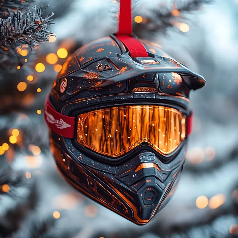 Motorcycle Helmet Christmas Ornament