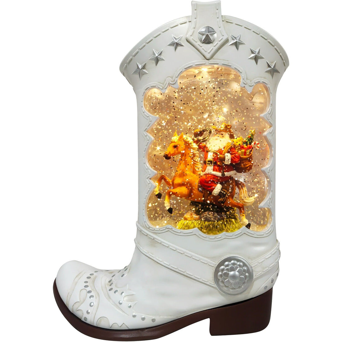 Cowboy Boot Glitter Spinner – Festive Holiday Decor