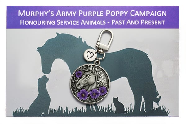 Purple Poppy and Horse Remembrance Keychain
