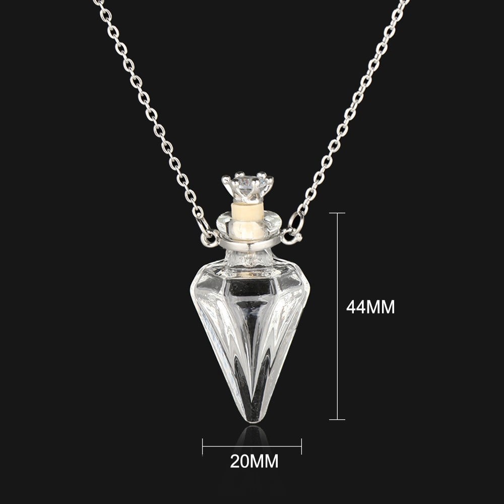 Shaped Perfume Bottle Pendant Blood Vial Necklace in Coloured Glass