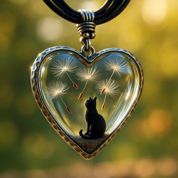 Heart-Shaped Dandelion Cat Necklace