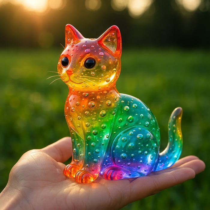 Cute Rainbow Cat Statue