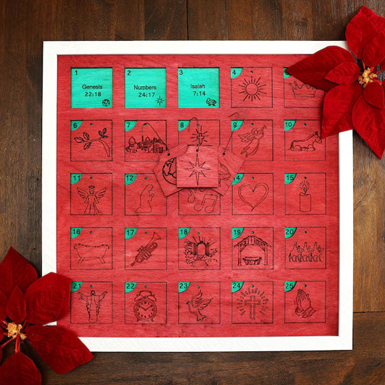 Christmas Advent Calendar 25 Day Bible Verse Ornaments