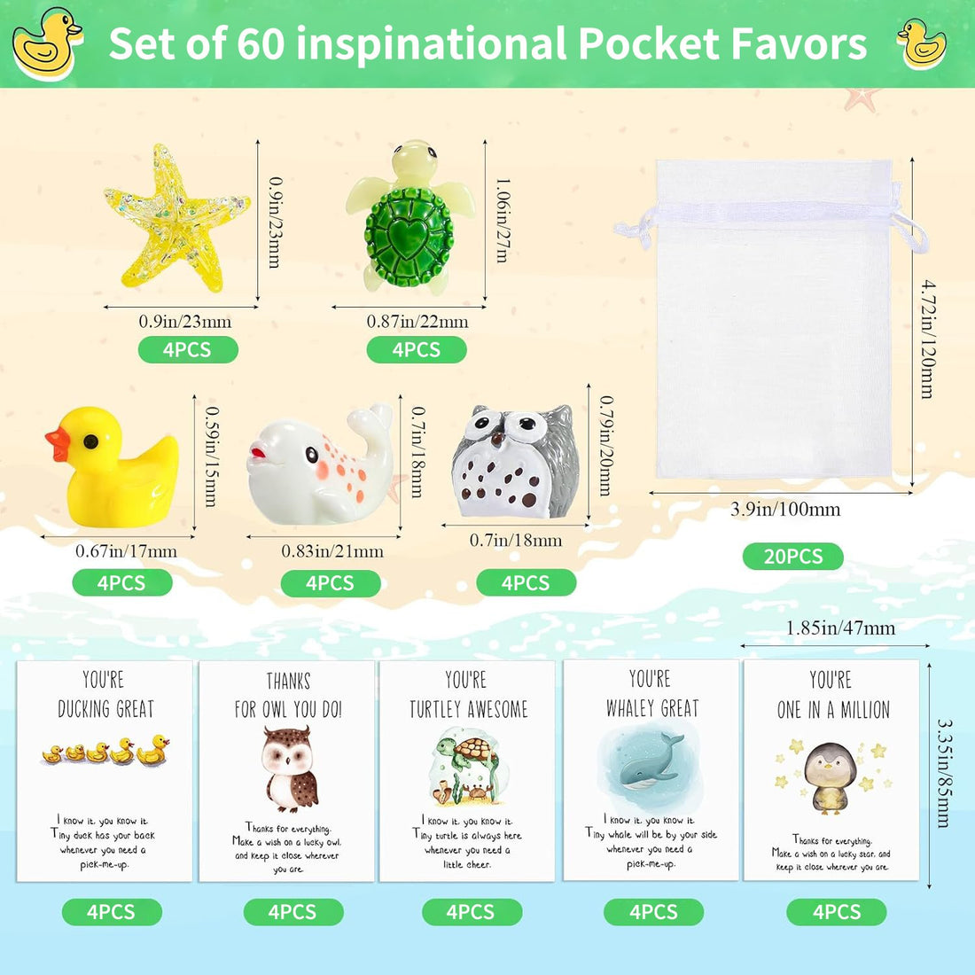 Employee Appreciation Gifts – Funny Resin Animals with Thank You Cards