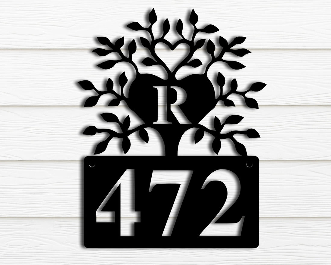 Personalized Metal Address Sign for House, Custom Address Sign Metal, Tree of Life Metal Wall Art, Decorative Address Sign, House Numbers