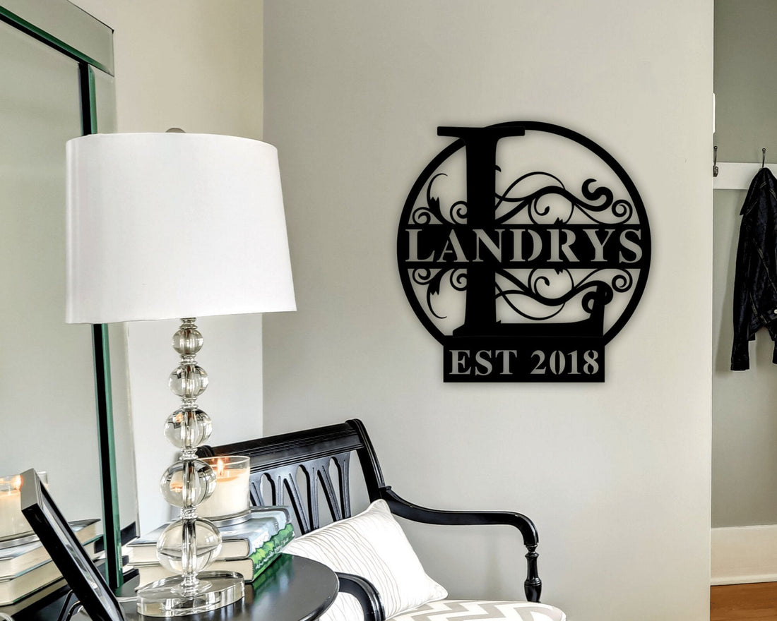 Personalized Name Door Sign, Metal Monogram Plaque, Established Sign, Metal Wall Art, Metal Signs, Front Porch Decor, Last Name Sign