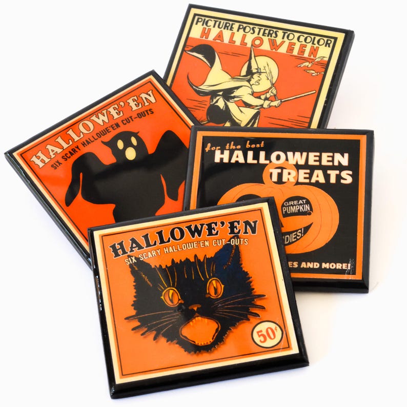 Vintage Halloween Coasters Set(4pcs)