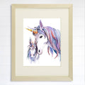 Unicorn Mother and Daughter Wall Decor For Girls Room - Art Print - 8x10
