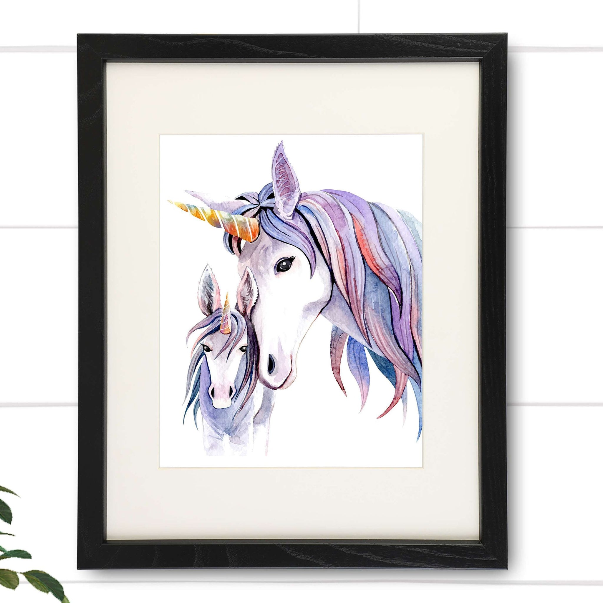 Unicorn Mother and Daughter Wall Decor For Girls Room - Art Print - 8x10