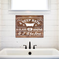 Funny Bathroom Sign | Wood Sign | A Deep Bath, A Glass of Wine