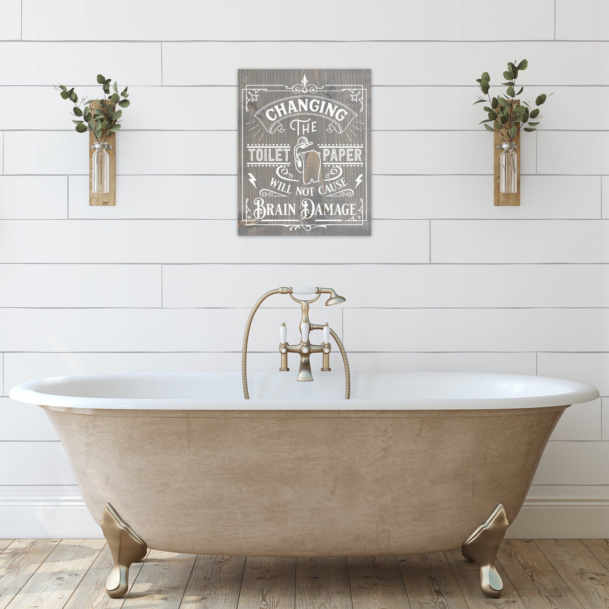 Funny Bathroom Changing The Toilet Paper Sign | Wood Sign
