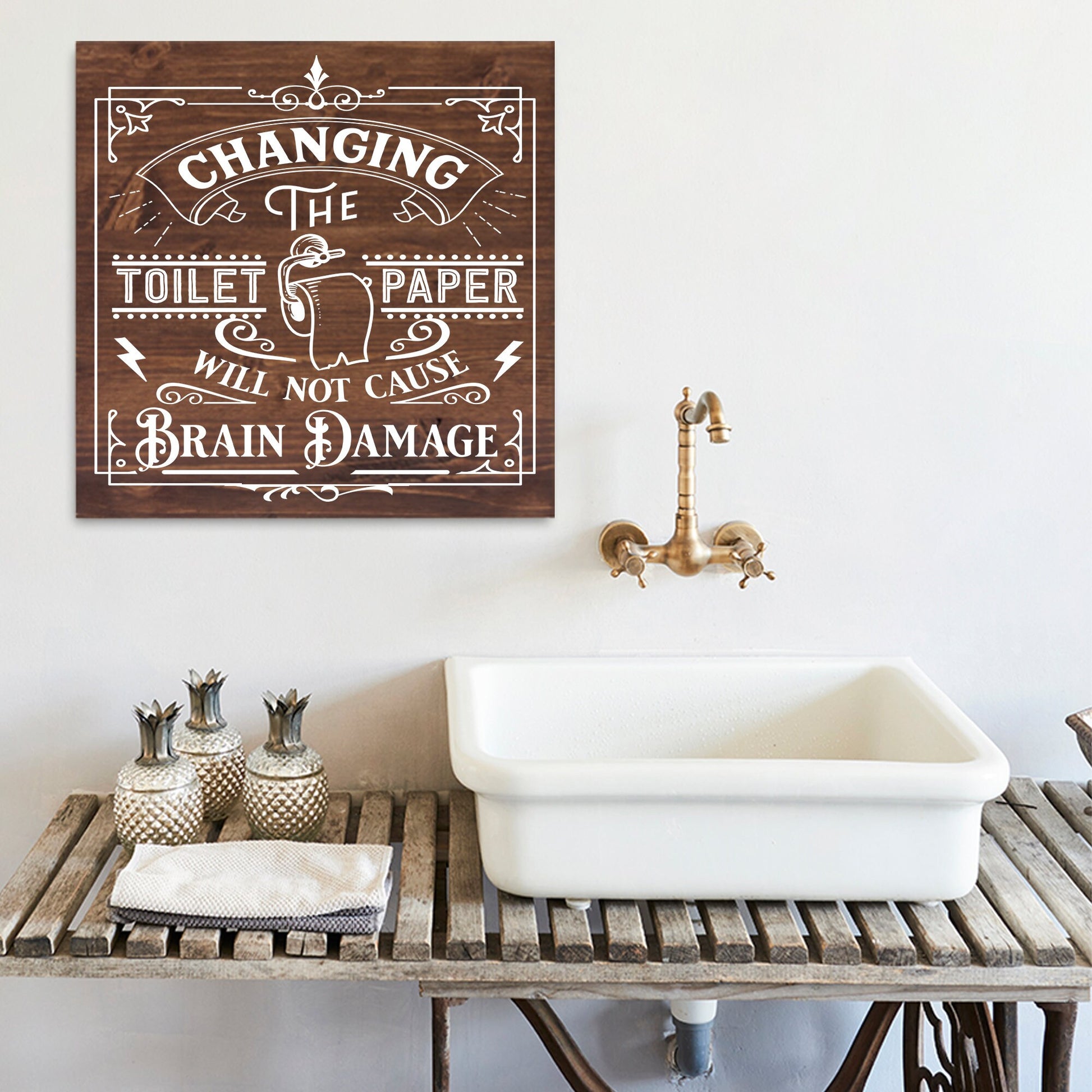 Funny Bathroom Changing The Toilet Paper Sign | Wood Sign