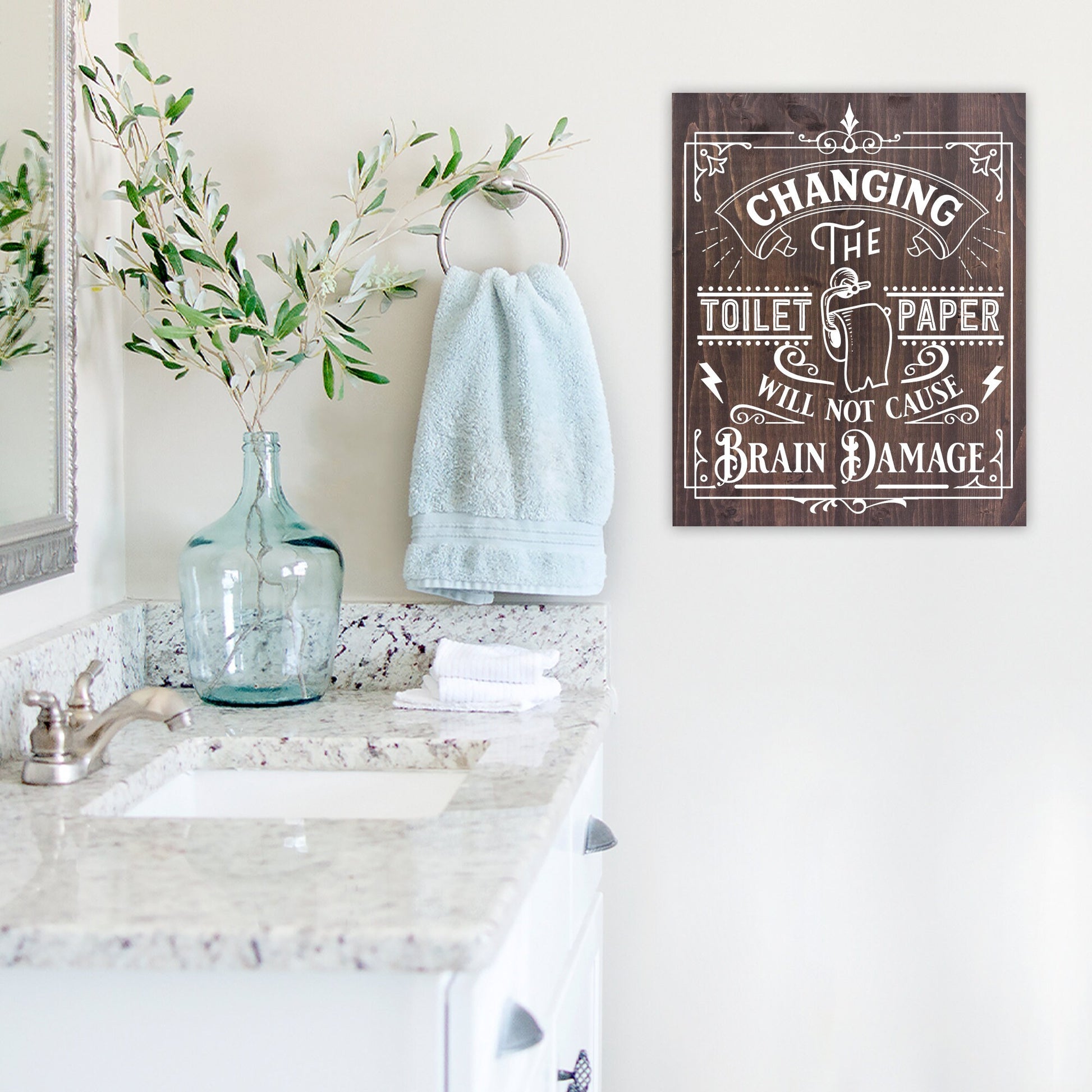 Funny Bathroom Changing The Toilet Paper Sign | Wood Sign