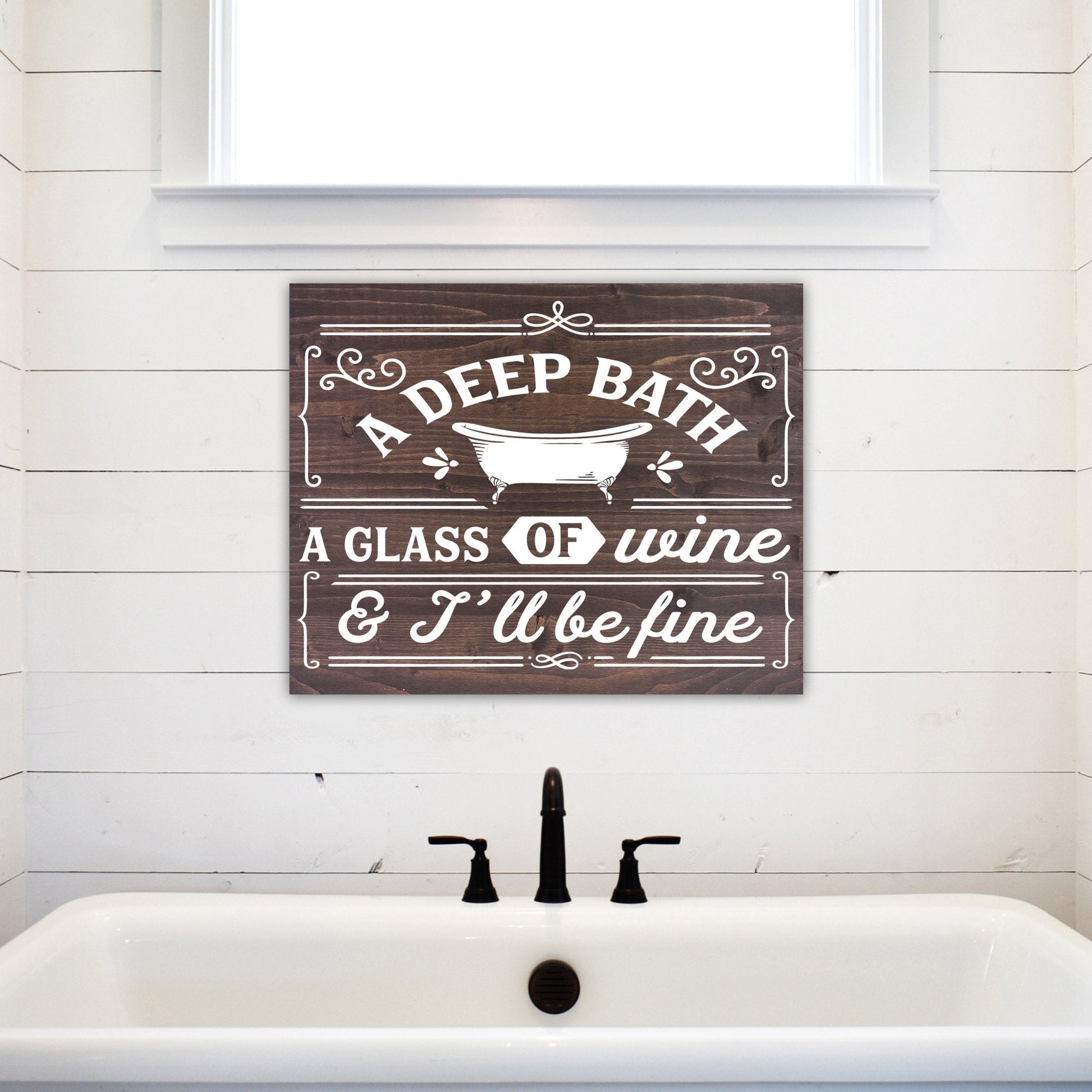 A Deep Bath, A Glass of Wine | Funny Bathroom Sign