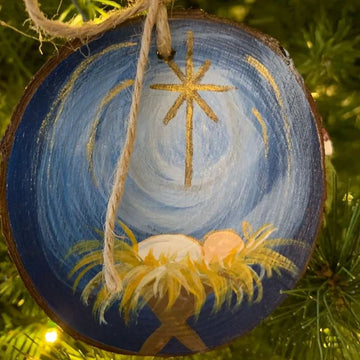 Handmade Wood Nativity Ornament