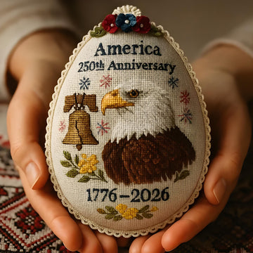 Patriotic Stitch Legacy: US 250th Anniversary Embroidery Ornament